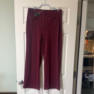 HALARA Burgundy Button-Front Stretchy Trousers XL